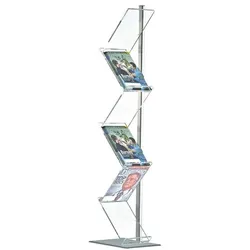 update displays Bodenprospektständer »Zick-Zack« 6x A4 einbeinig silber, 42x162x4.1 cm
