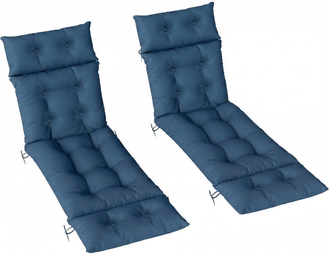 17 Stories Outsunny Sun Lounger Cushions Only Set of 2, 190 x 56 x 10 cm Navy Blue 190cm W