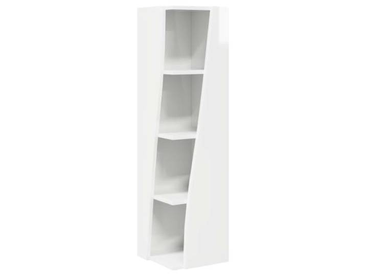 HKLGBVCR Eckschrank, 27,5 x 27 x 102 cm, Holz, Weiß glänzend Eckdesign, optimierte Regale, platzsparend, mattes Finish, Holz, Wandmontage, kleine Wohnzimmer