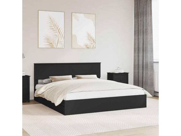 Stauraum Bettgestell Holzwerkstoff Minimalistisch Elegant Schlafzimmer Stauraumbett Schwarz 200x200 cm Holzwerkstoff mit Schubladen Modernes Bettgestell mit Kopfteil fuer Schlafzimmer