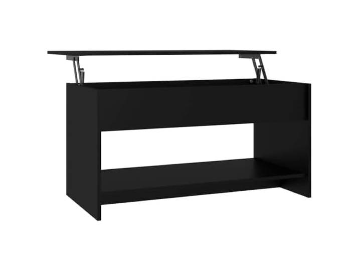 KGFHERENB Couchtisch Höhenverstellbar Schwarz 102x50x52,5 cm Holzwerkstoff Funktionaler Wohnzimmertisch mit anhebbarer Platte und verdecktem Staufach für Bücher und Zeitschriften.