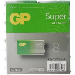 GP Batteries 9V Batterie GP Alkaline Super 9V 8 Stück (8 Stk., 9V Block), Batterien + Akkus