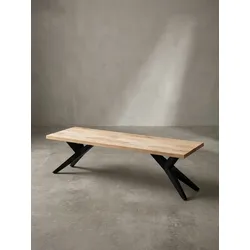 Esszimmerbank Massivholz Metall Loft-Stil, Akazie 120x45x45 cm