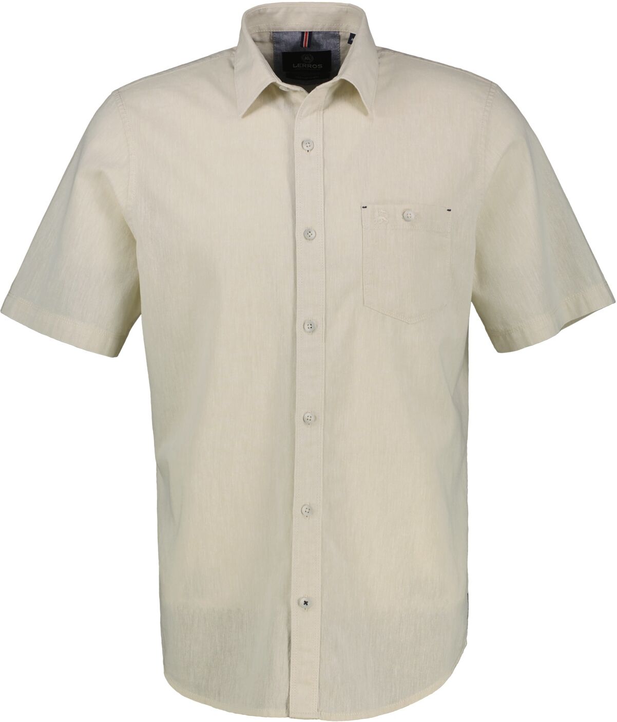Kurzarmhemd LERROS "Halbarmhemd in Grossen Grössen", Herren, Gr. 3XL, extraweit, weiss (bone weiß), 80% Baumwolle, 20% Leinen, Hemden Kurzarmhemd bone weiß 3XL, extraweit