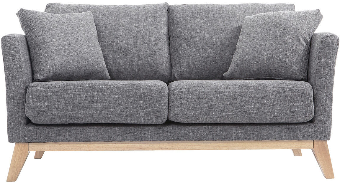 Miliboo Sofa skandinavisch 2 Plätze Hellgrau helle Holzbeine OSLO