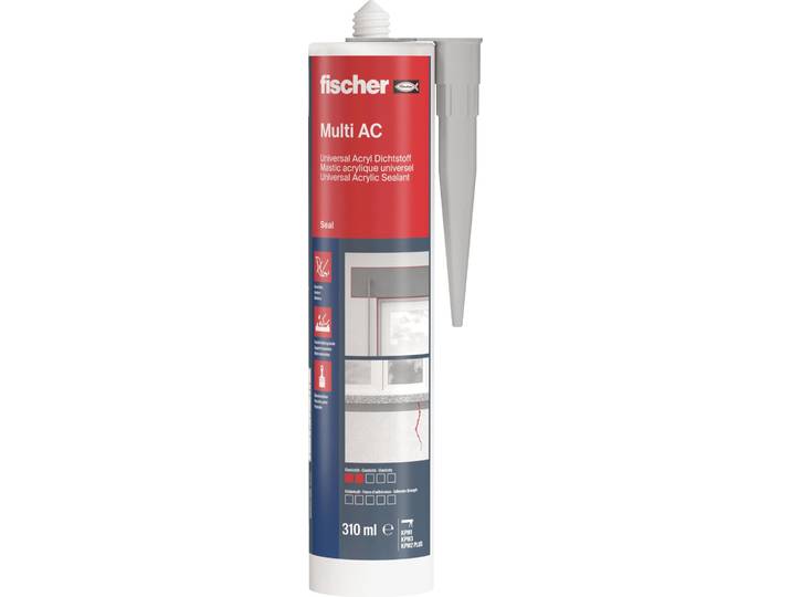 Mastic acrylique Multi AC gris FISCHER 53111 Utilisation intérieure 1 cartouche de 310 ml avec canule