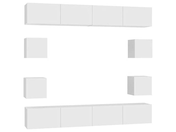 Todiikf 8-TLG TV-Schrank Set Wandmontage Hängeschrank Weiß Holzwerkstoff Flexibles 8-teiliges Lowboard zur Wandbefestigung schafft ordentlichen Stauraum im Wohnzimmer.