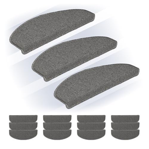 Relaxdays Trapmatten Zelfklevend, Set van 15, Antislip, Grijs, B: 65 cm, D: 24 cm, H: 3,5 cm