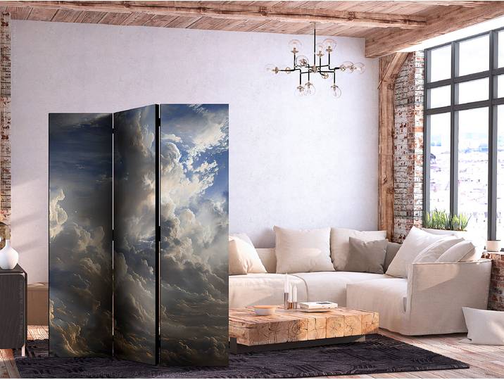 Paravent Golden Reflections 2-seitig Andere Blau/Grau 135 x 172cm
