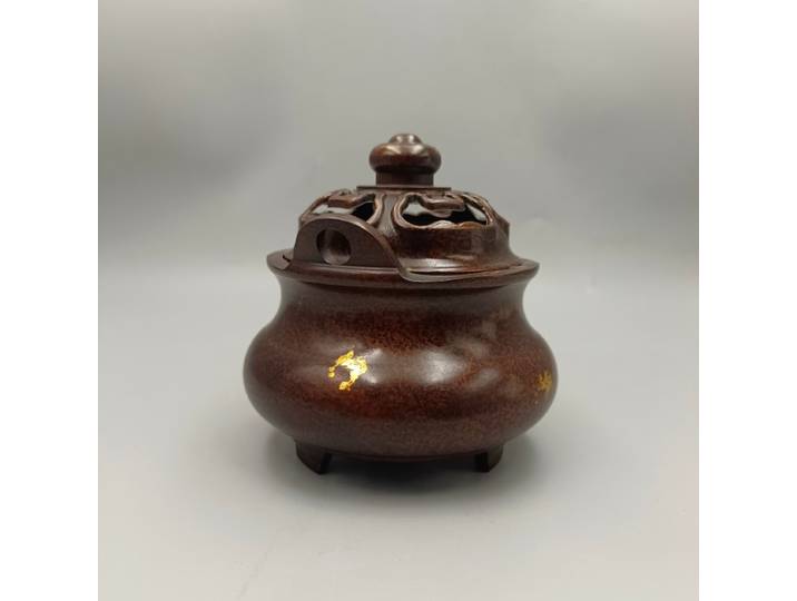 Brûleur d'encens en forme de lingot, ornements de collection en cuivre, artisanat de décoration intérieure