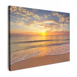 LEINWANDBILD Strand - Sonnenuntergang - Meer Wandbilder 80x60 cm