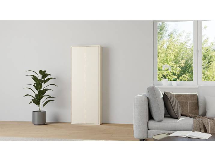 Hoher Bücherschrank geschlossen Premium Dekore Sand­beige