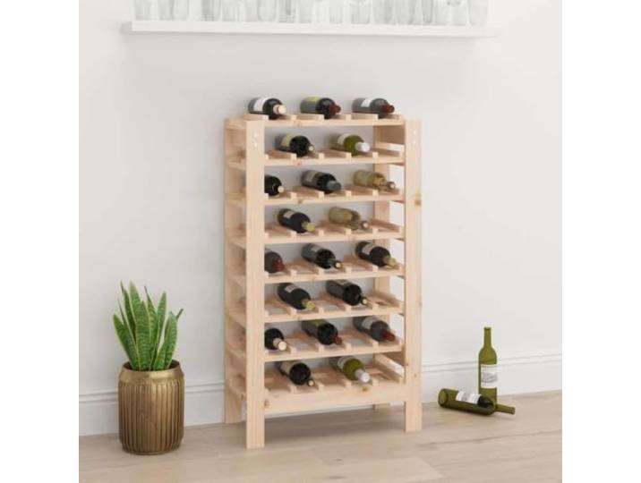 GBCDSWBR Weinregal Kiefernholz, 40 Flaschen Flaschenregal Braun Rustikale Maserung, Standfestes Design, Inklusive Wandbefestigung