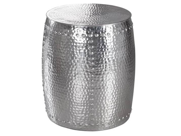 Wohnling Beistelltisch Rund 42x42x49 cm Aluminium Silber, Dekotisch