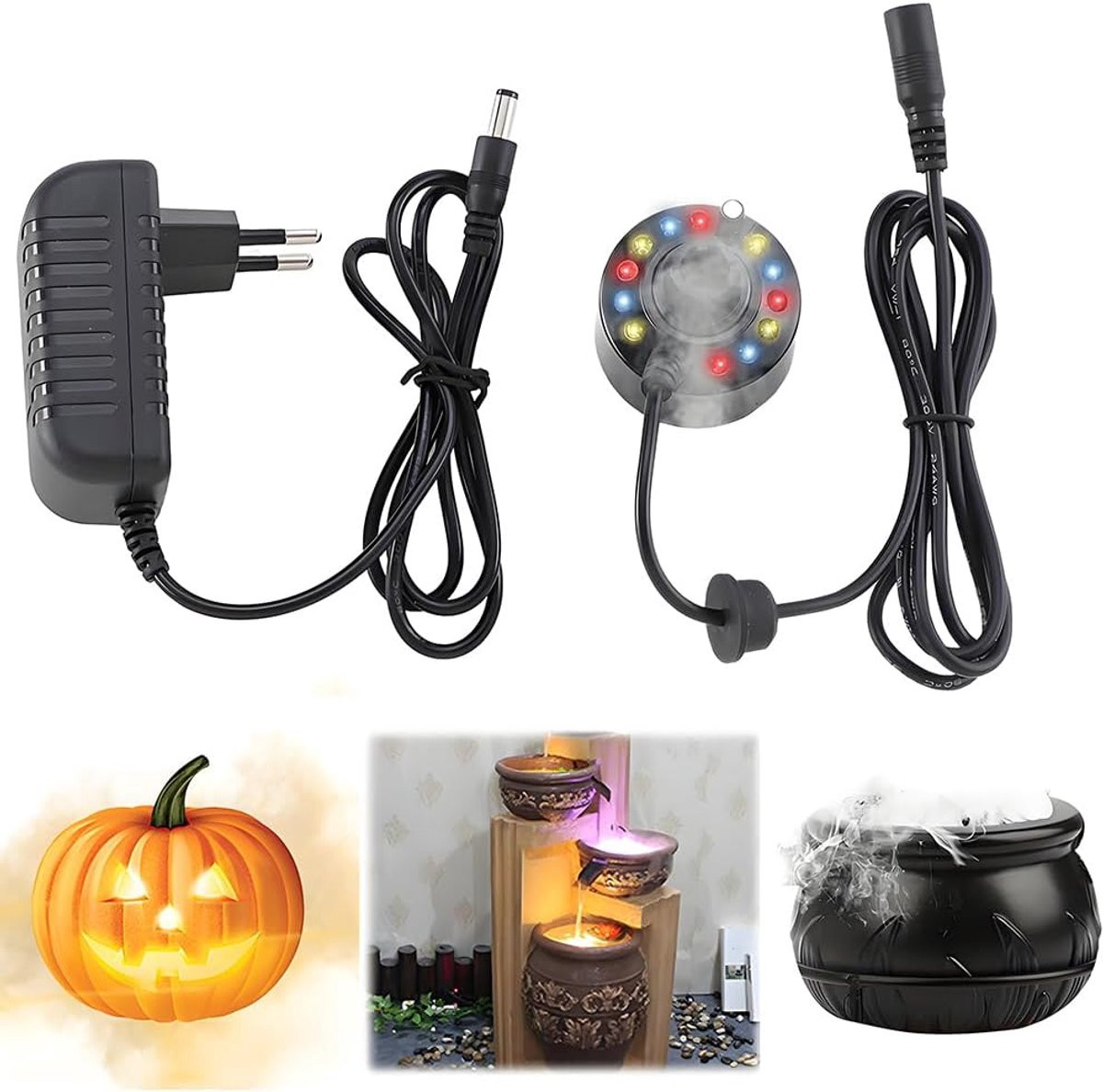 Ultrasone Verdamper met 12 LED Lampen - Mini Rookmachine voor Potten, Tuin en Halloween
