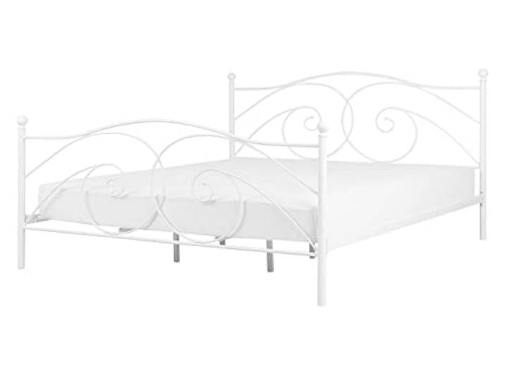 Komfortables Metallbett in romantischem Stil 140 x 200 cm weiß Dinard