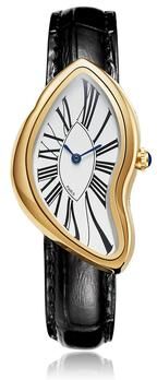 Fashion Sheath Alien Crash Melt Twist Y2K Watch Creative Irregular Unisex Wristwatch With Leather Strap gold 1