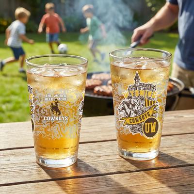 Evergreen University of Wyoming 16 oz Pint Glasses, Set of 2 - 16 oz
