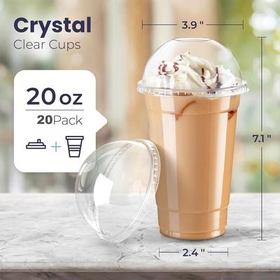 The Handy Homestead Clear Plastic Fruit Cups With Dome Lids For Parfaits 20oz