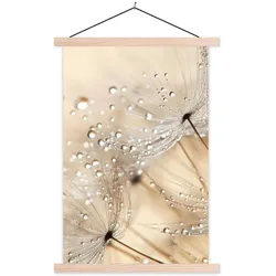 POSTER MIT MAGNETLEISTEN Löwenzahn - Abstrakt - Natur - Beige Wandbild Schlafzimmer 60x90 cm