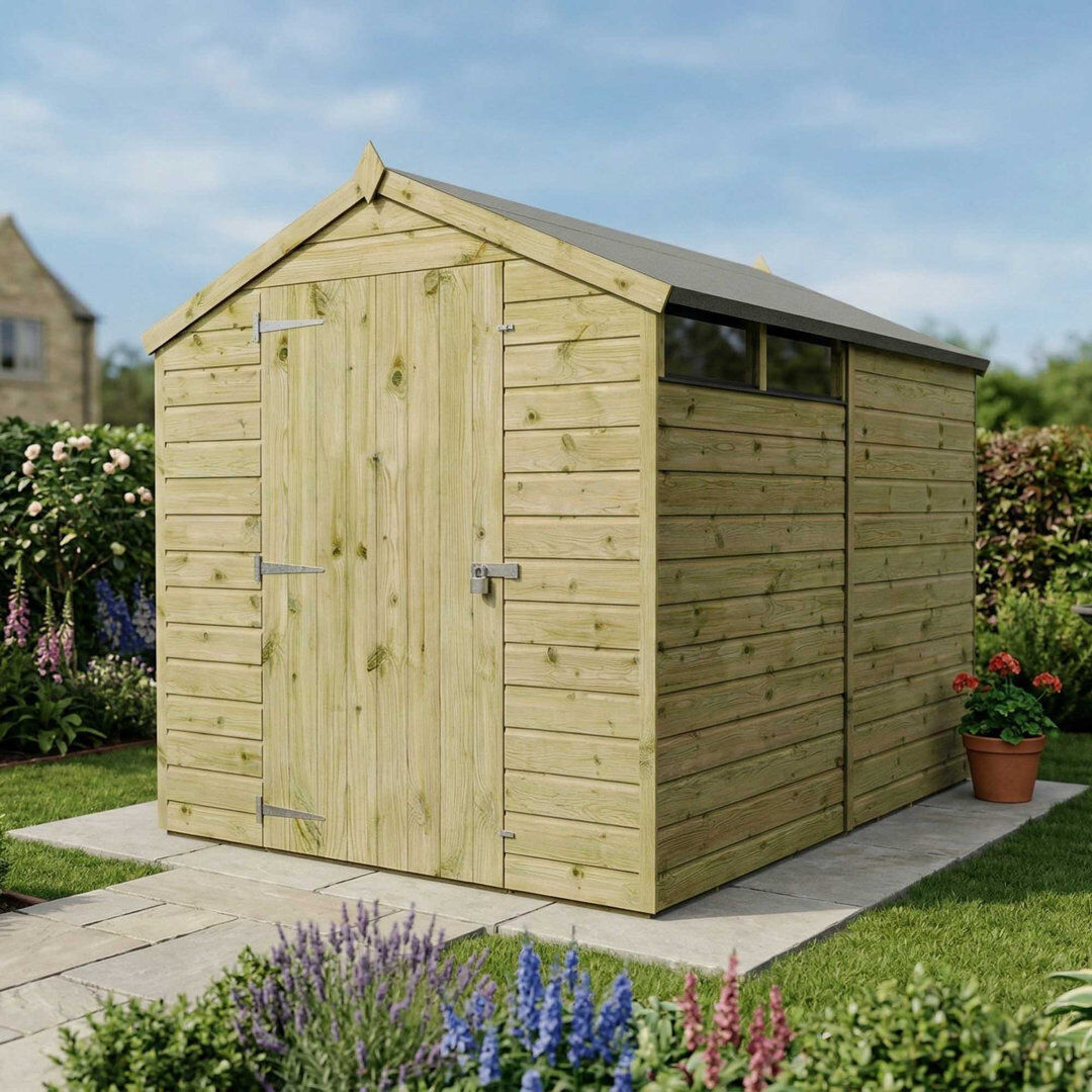 Mercia Garden Products Mercia 8 x 6ft Shiplap Security Apex Shed Brown 190cm W X 241cm D X 199cm H