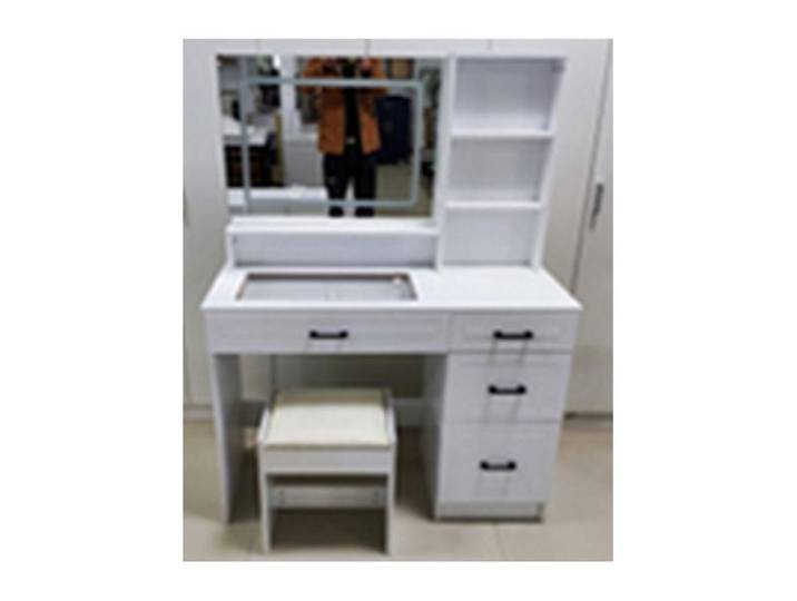 Ensemble Coiffeuse et Tabouret COSTWAY Miroir Lumières Réglable Station de Charge Tiroirs Plateau Verre Support Sèche-Cheveux