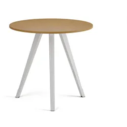 Couchtisch PRIMO ZEN, Durchmesser 80 cm, weißes Metallgestell, Buche