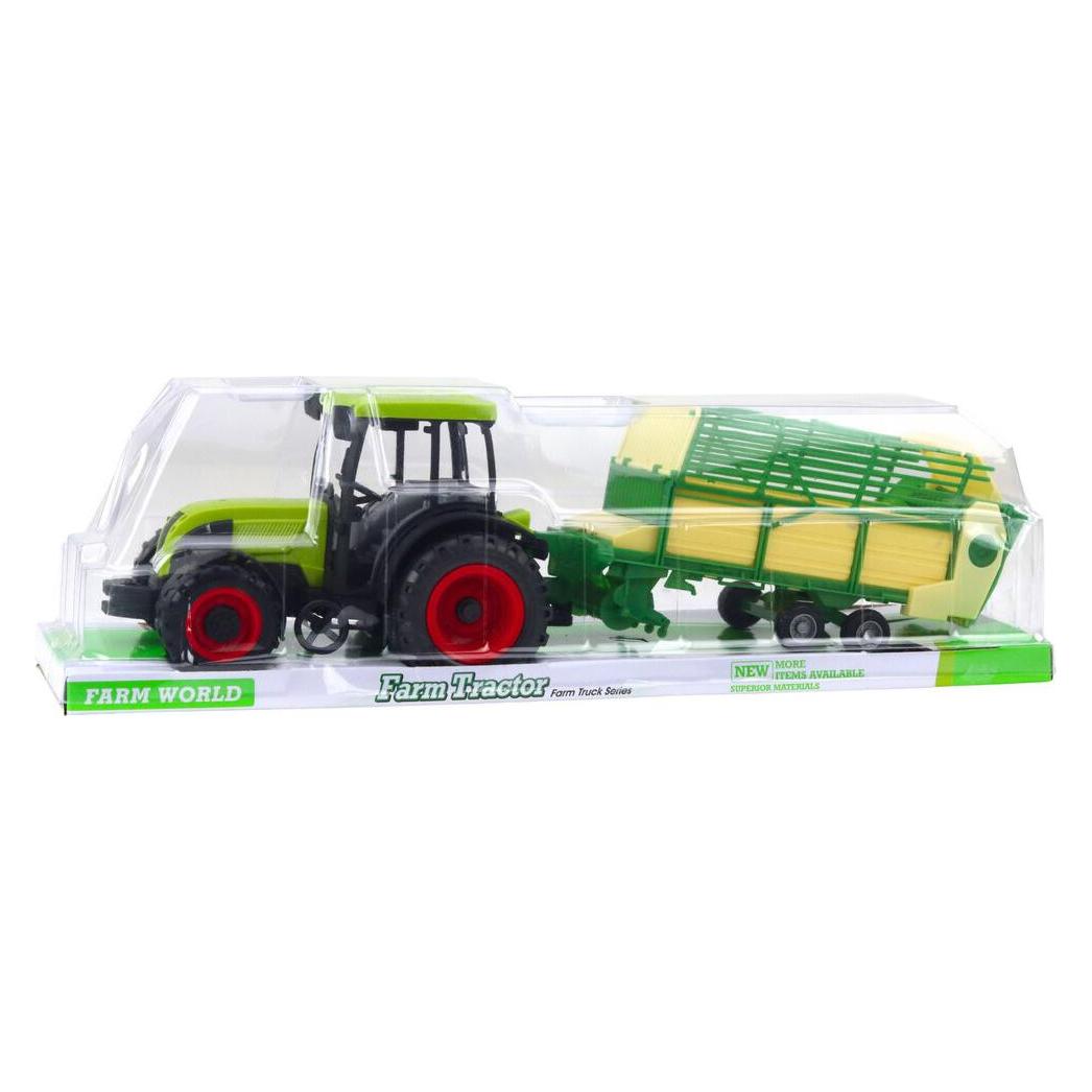 Lean Toys Landwirtschaftlicher Traktor mit grünem und gelbem Anhänger grün 50cm (65614430)
