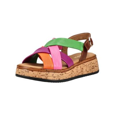 Keilsandalette GABOR COMFORT "Gabor Comfort Sandalen Glattleder", Damen, Gr. 37,5, bunt (multicolor), Glattleder, Schuhe