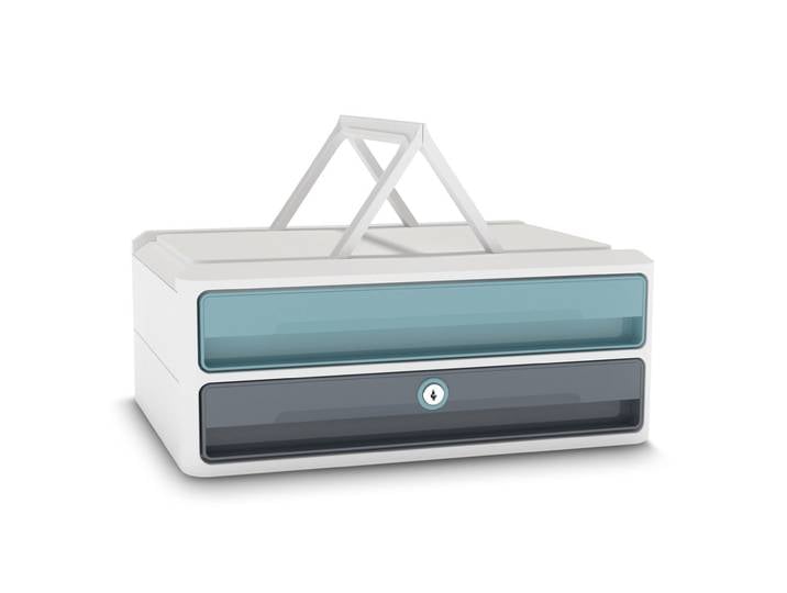 CEP Module de classement MoovUp Secure 2 tiroirs - Corps blanc - Tiroirs Bleu et Gris