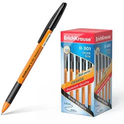 Kugelschreiber 0,35mm 50er Pack Schwarz - mit Gummigriff - Kulis Kulischreiber Stifte Schreibstifte für Schule & Bürobedarf - R-301 Orange