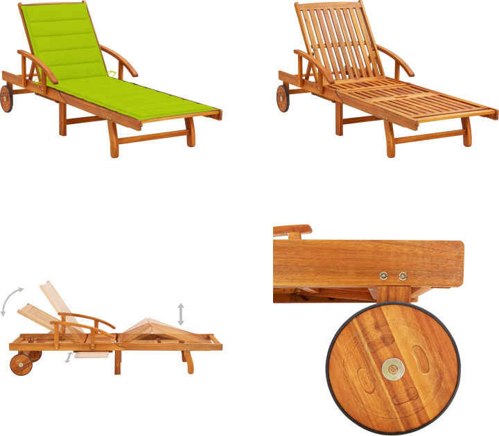 vidaXL Sonnenliege mit Auflage Akazie Massivholz - Sonnenliege - Sonnenliegen - Holz-Sonnenliege - Holz-Sonnenliegen
