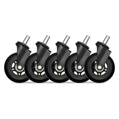 Dutzo Premium 3" universal gummihjul til alle stol typer - Sort - Gummi (DGCA-75MMRBWU-BK)