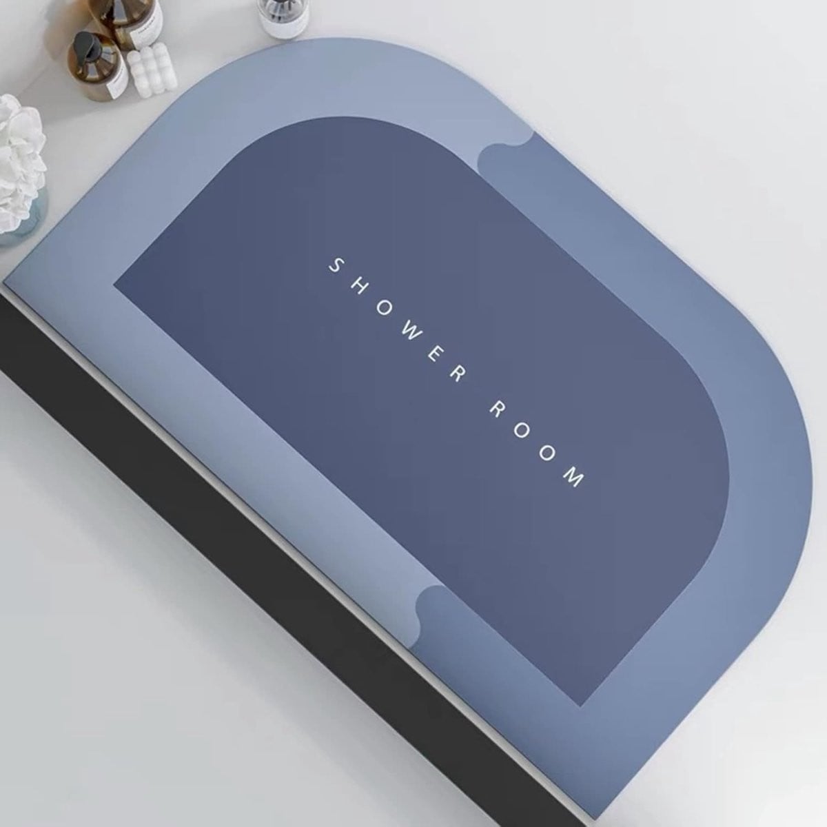 Blauwe super absorberende badmat voor in de badkamer, 60 x 90 cm
