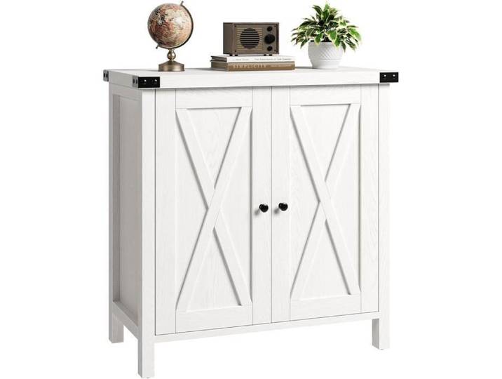 Buffet bas 76x40x80 cm - Buffet cuisine - 2 portes - Bois - Style moderne Blanc