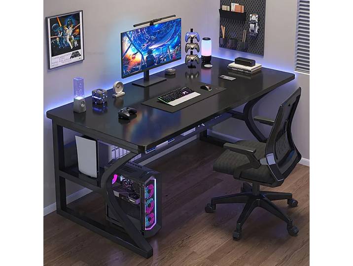 Bureau d'ordinateur de jeu 80x50cm, cadre en métal, table de bureau moderne pour la maison, bureau d'étude, poste de travail, table de travail pour chambre à coucher, bureau, salle de jeu