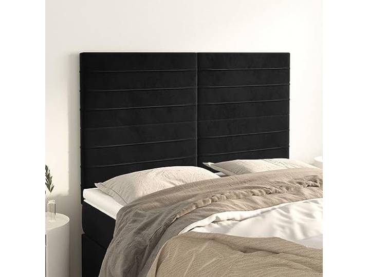 KTHLBRH Kopfteil für Bett, 4 Stück, aus schwarzem Samt, klassisches Design, elegantes Design mit verstellbarer Höhe für weiche und bequeme Rückenunterstützung, luxuriöses Material und stabile Beine