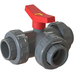 Drei-Wege-Umschalt-Ventil (3-Wege-Kugelhahn) mit L-Kugel 63mm (DN50) PVC-U Klebe...