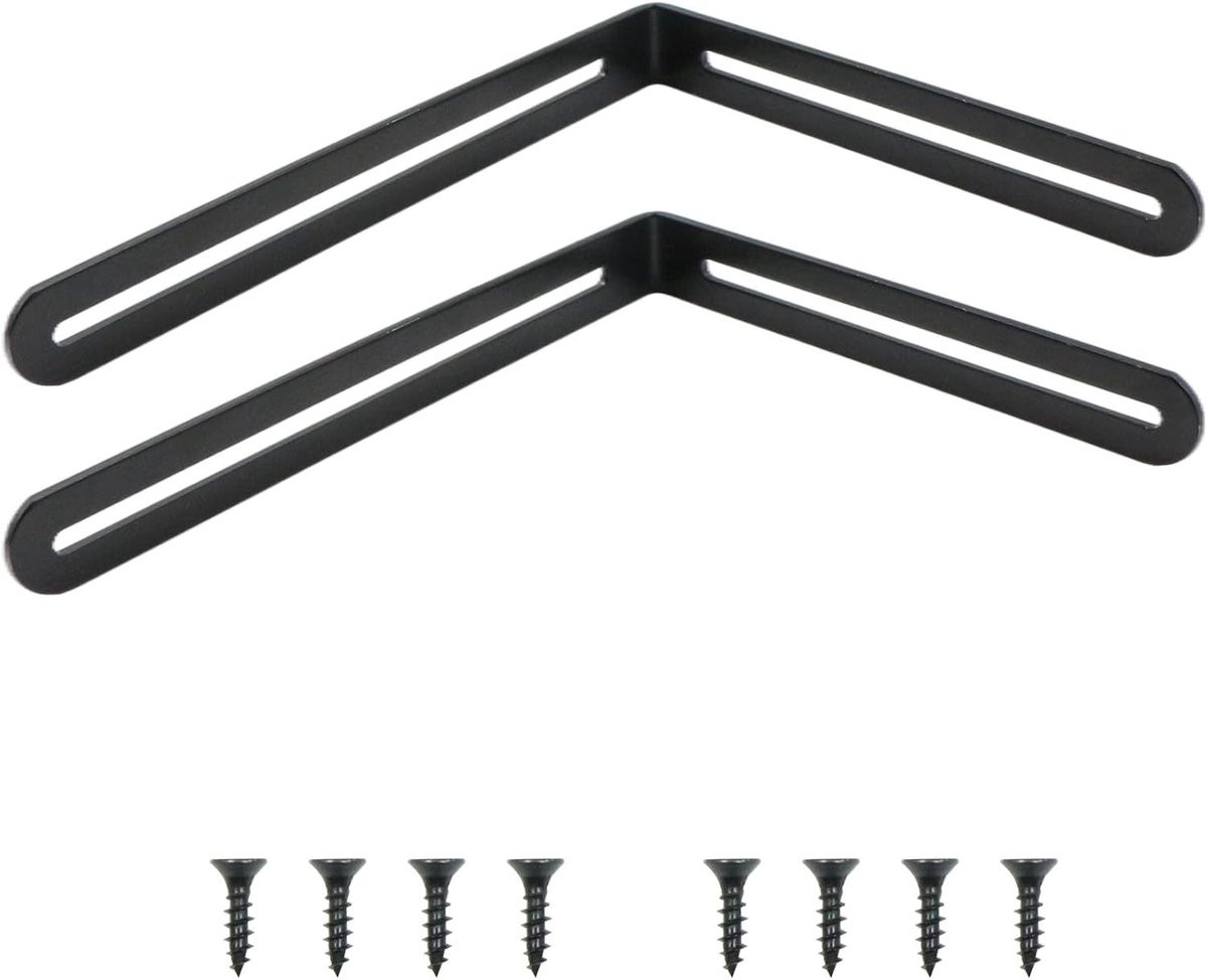 Set van 2 RVS L-vormige hoekverbindingen voor meubels met lange gaten, 90 graden hoekbeugel voor tafels en kasten