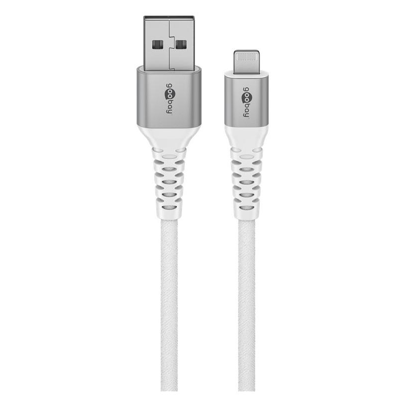 Goobay Lightning USB-A Supersoftes Textilkabel mit Metallsteckern, 0,5 m (0.50 m, USB 2.0, 60 W) (74510)