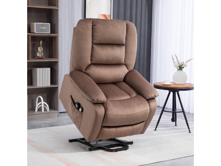 HOMCOM Fauteuil Releveur Électrique Inclinable Marron 90x93x110 cm