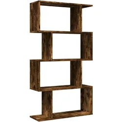 vidaXL Raumteiler-Bücherregal 4 Böden Räuchereiche 70x24x129 cm