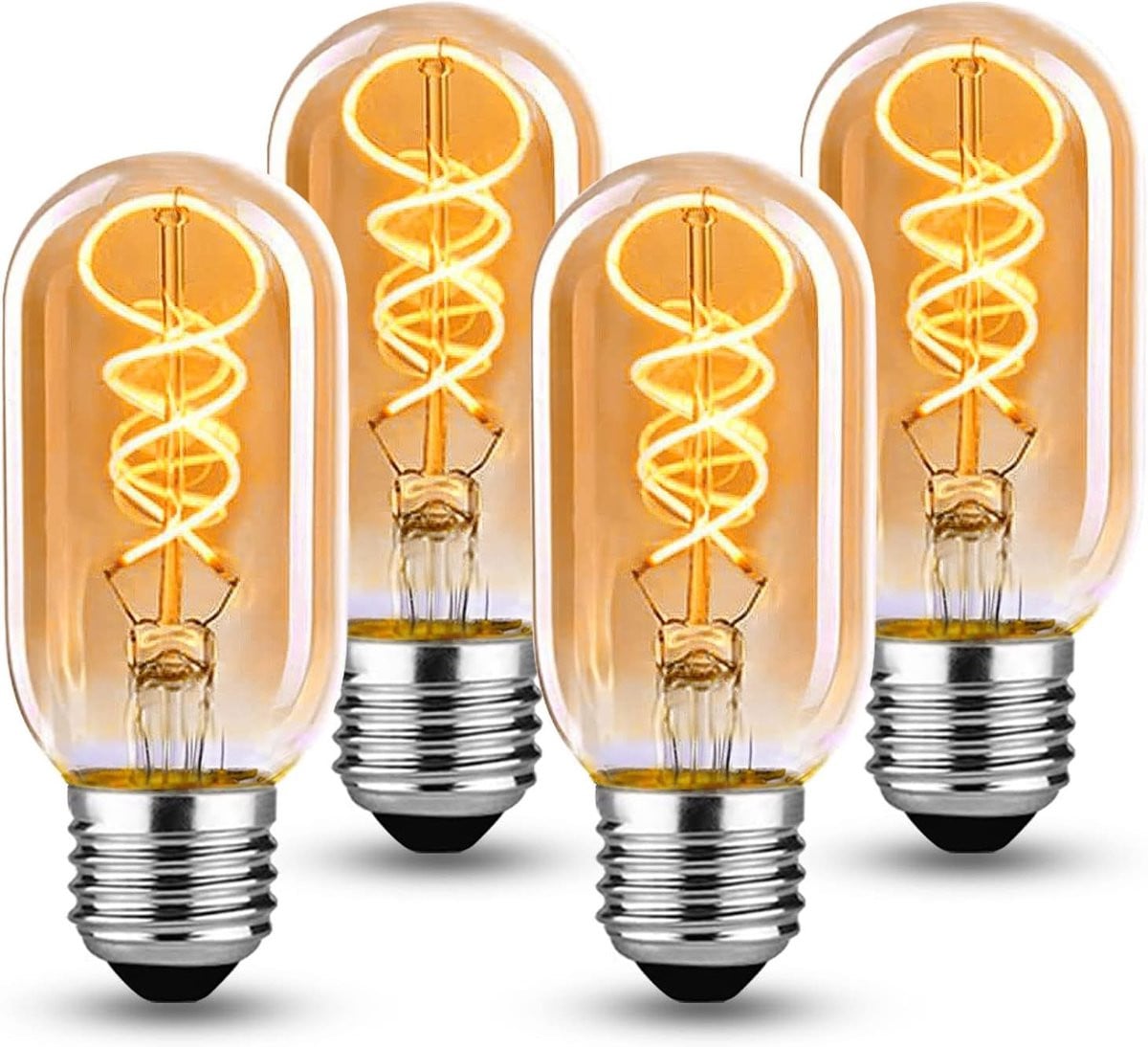 4-Pack Merkloze Edison Vintage LED Lampen T45 E27 Retro Warm Licht 2700K Amber - 4W (40W equivalent)