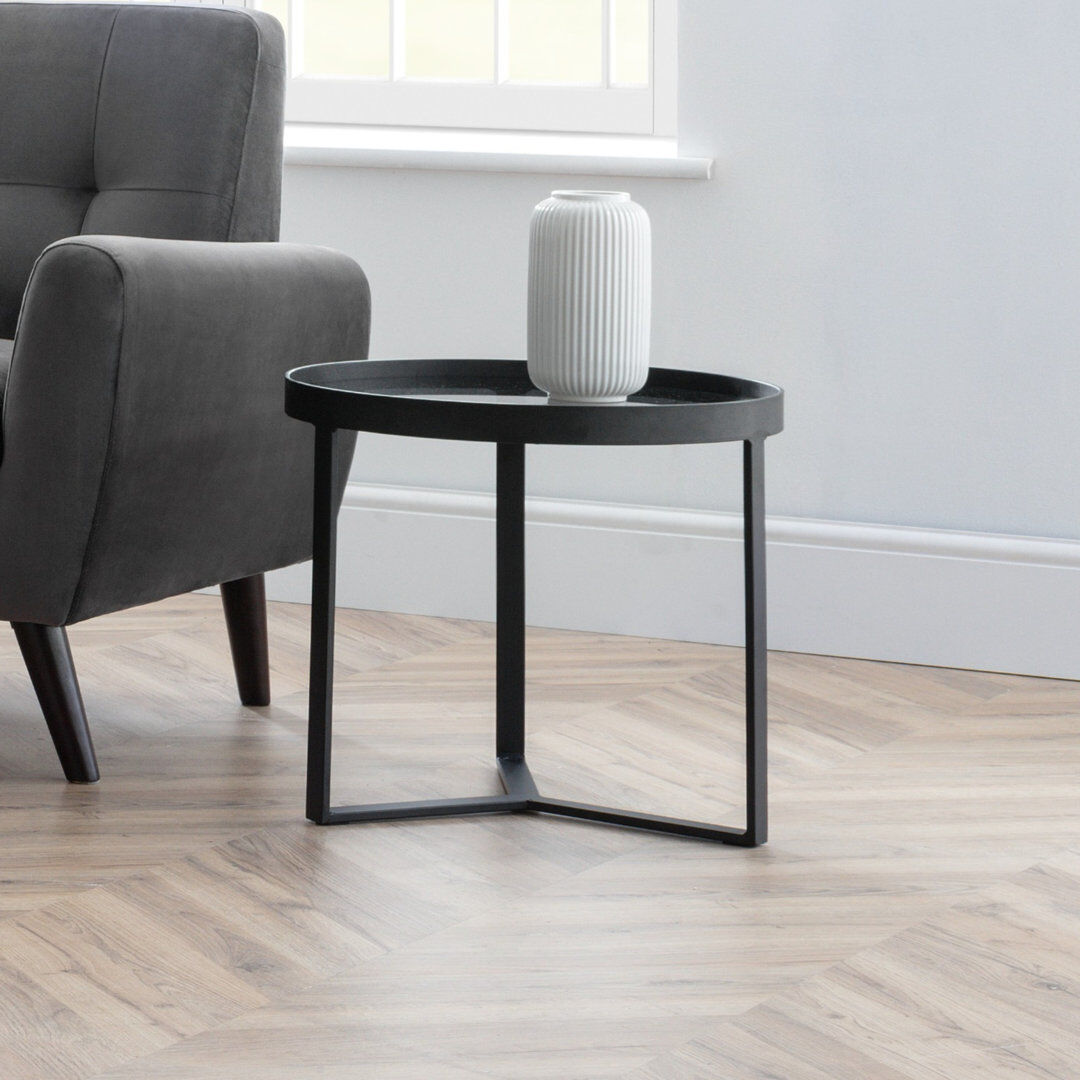 Corrigan Studio Cordero Glass Top Frame End Table Smoked Glass 45cm H X 50cm W X 50cm D