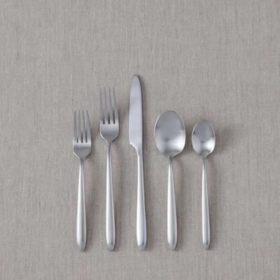 Fortessa Velo 18/10 Stainless Steel, 5 Piece Flatware Set (Service for 1), Black/Brushed Silver