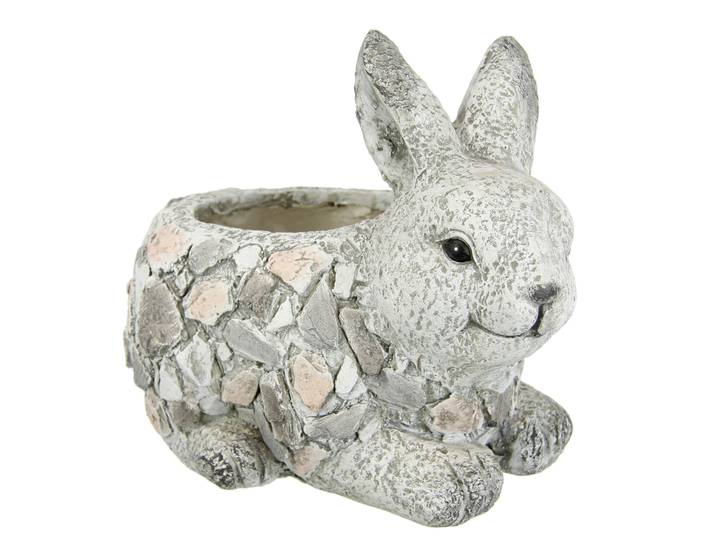 Pflanzkübel I.GE.A. Blumenkübel Hase aus Magnesia , grau, B:33cm H:21cm, Magnesia, Pflanzgefäße, Pflanzkübel, Blumentopf Kübel Pflanzgefäß für Sukkulenten Gartendeko Terrassendeko
