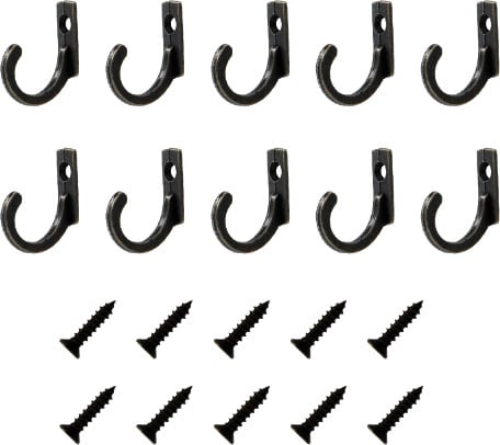 INF Wandhaken met schroeven, 10-pack, zwart