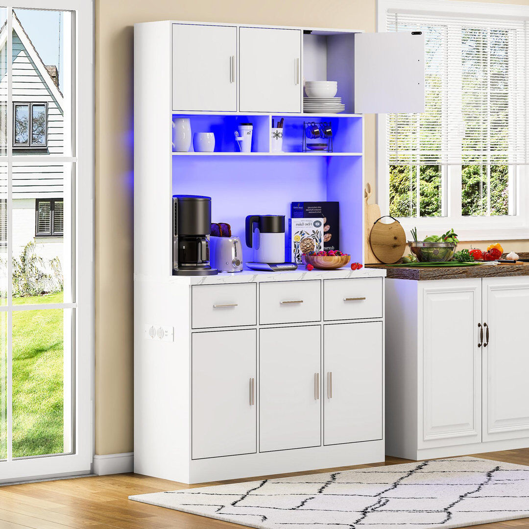 Latitude Run Dining Hutch Welsh Dresser White 180cm H X 100cm W X 40cm D