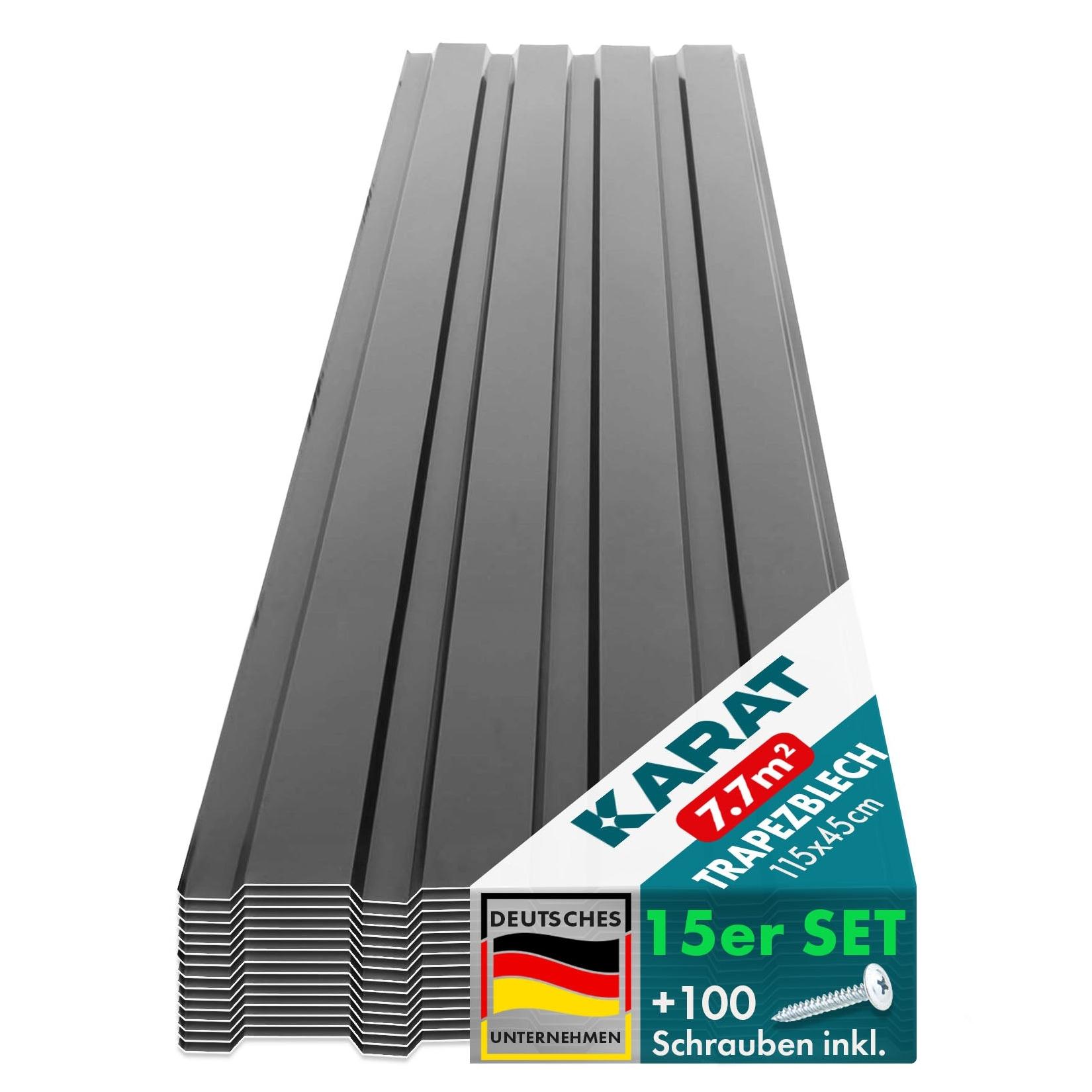Karat homeliving Trapezblech Wand- & Dachverkleidung Profilblech Dunkelgrau 15 Stück