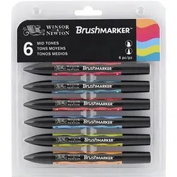 Winsor & Newton, Marker, Brush marker set 6pcs Mitteltöne (6x)